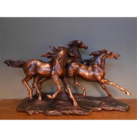 MARIAN IMPORTS Marian Imports F13101 Three Horses Galloping Bronze Plated Resin Sculpture 13101